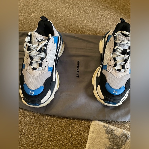 Balenciaga Blue and Black Women's Triple S Sneakers